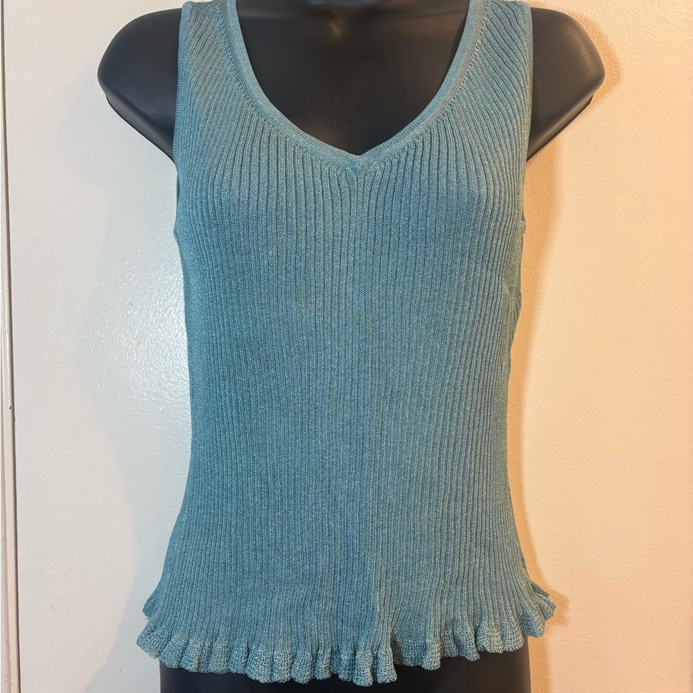 Finity Studio Sleeveless Knit Top With Ruffle Hem Size Small - Picture 5 of 11